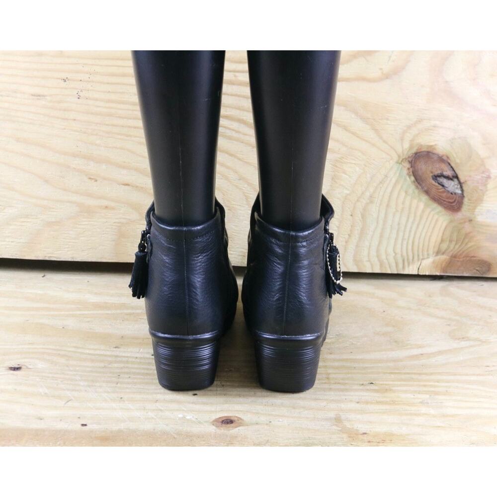 Skechers Boot Womens 7 Black Leather Parallel Double Trouble Ankle Wedge Bootie - Picture 4 of 8